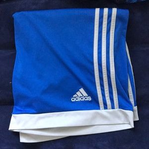 Adidas blue and silver active shorts
